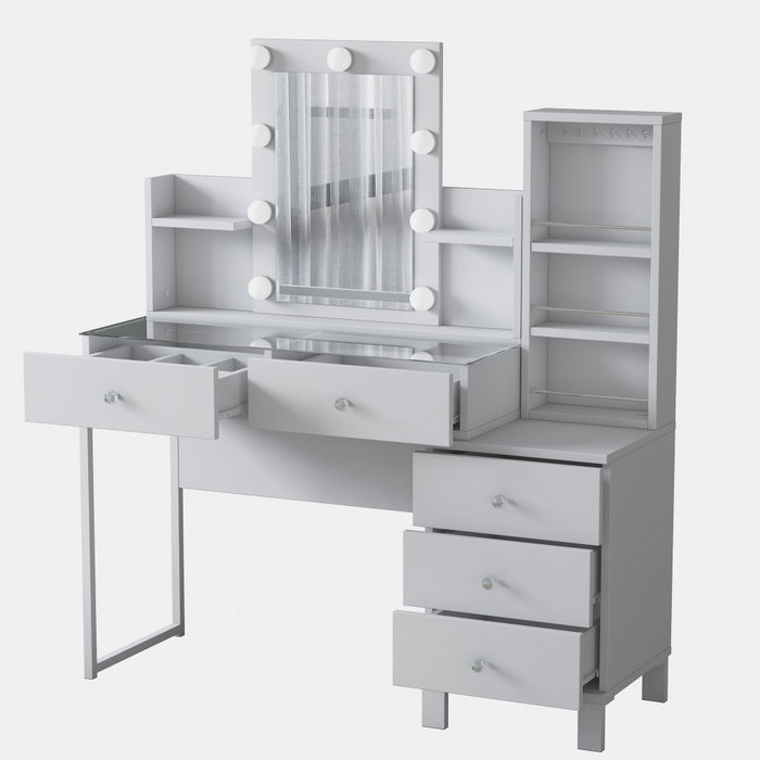 Hanah Home Mesa de Maquillaje Blanca con 9 Focos